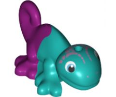 Chameleon, Friends / Elves with Black, Medium Azure and White Eyes, Metal Pink Head Markings and Marbled Magenta Pattern