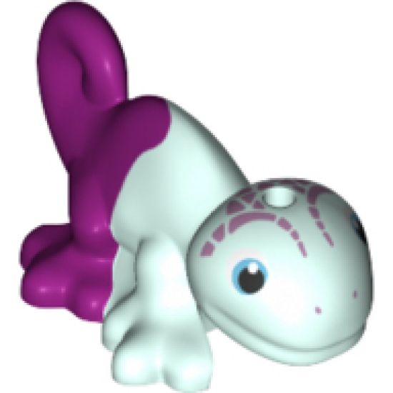 Chameleon, Friends / Elves with Black, Medium Azure and White Eyes, Metal Pink Head Markings and Marbled Magenta Pattern