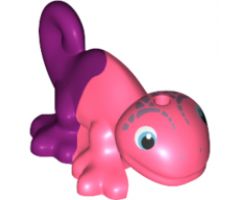 Chameleon, Friends / Elves with Black, Medium Azure and White Eyes, Metal Pink Head Markings and Marbled Magenta Pattern