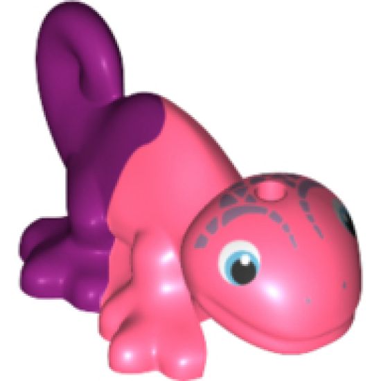 Chameleon, Friends / Elves with Black, Medium Azure and White Eyes, Metal Pink Head Markings and Marbled Magenta Pattern