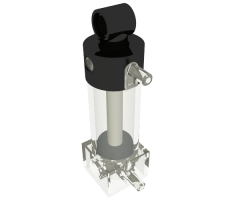 Pneumatic Cylinder with 2 Inlets Medium (48mm) with Black Top
