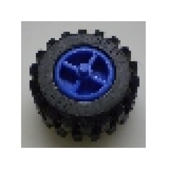 Wheel & Tire Assembly Tricycle Center Wide with Stub Axles, with Black Tire Offset Tread Small Wide (30190 / 6015)