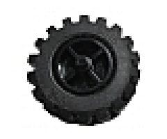 Wheel & Tire Assembly Tricycle Center Wide with Stub Axles, with Black Tire Offset Tread Small Wide (30190 / 6015)
