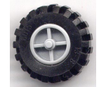 Wheel & Tire Assembly Tricycle Center Wide with Stub Axles, with Black Tire Offset Tread Small Wide (30190 / 6015)