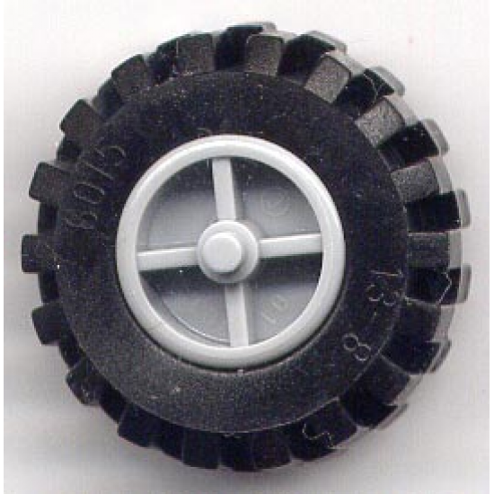 Wheel & Tire Assembly Tricycle Center Wide with Stub Axles, with Black Tire Offset Tread Small Wide (30190 / 6015)