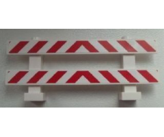 Fence 1 x 8 x 2 2/3 with Red and White Danger Stripes (Small Red Corners) Pattern (Stickers) - Set 60026