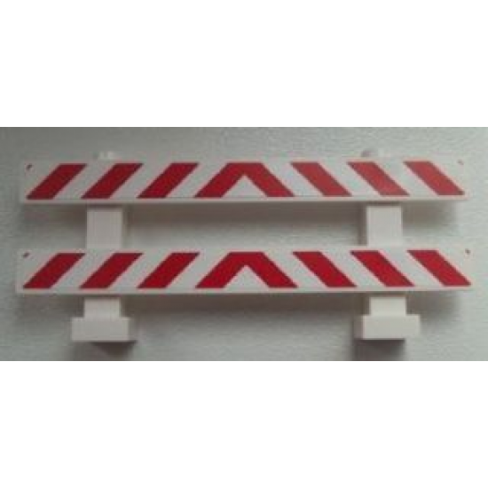 Fence 1 x 8 x 2 2/3 with Red and White Danger Stripes (Small Red Corners) Pattern (Stickers) - Set 60026