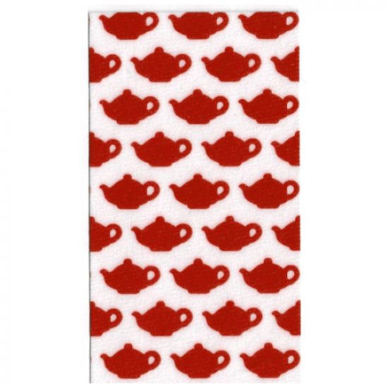 Duplo, Cloth Towel 3 x 6 with Red Teapots Pattern