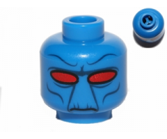 Minifigure, Head Alien with Narrow Set Red Eyes and Black Facial Features Pattern (Cad Bane) - Blocked Open Stud