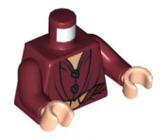 Torso LotR Elven Coat with Reddish Brown Leaf Buttons and Belt Pattern / Dark Red Arms / Light Nougat Hands