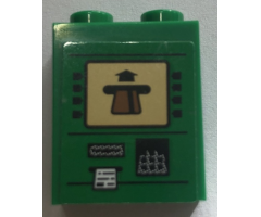 Brick 1 x 2 x 2 with Inside Stud Holder with ATM Machine, Screen with Card, Keypad and Receipt Pattern (Sticker) - Set 60140