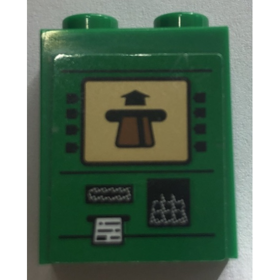 Brick 1 x 2 x 2 with Inside Stud Holder with ATM Machine, Screen with Card, Keypad and Receipt Pattern (Sticker) - Set 60140