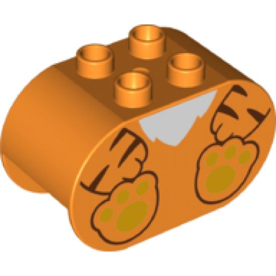 Duplo, Brick 2 x 4 x 2 Rounded Ends with Tiger Body Pattern