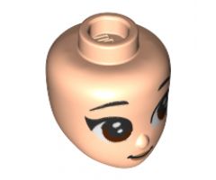 Mini Doll, Head Friends with Brown Asian Large Eyes, Raised Eyebrows, Peach Lips and Closed Mouth Pattern (Mulan)