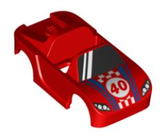Minifigure, Body Wear Costume Race Car with Black Windshield, Blue and White Trim, '40' in White Circle Pattern