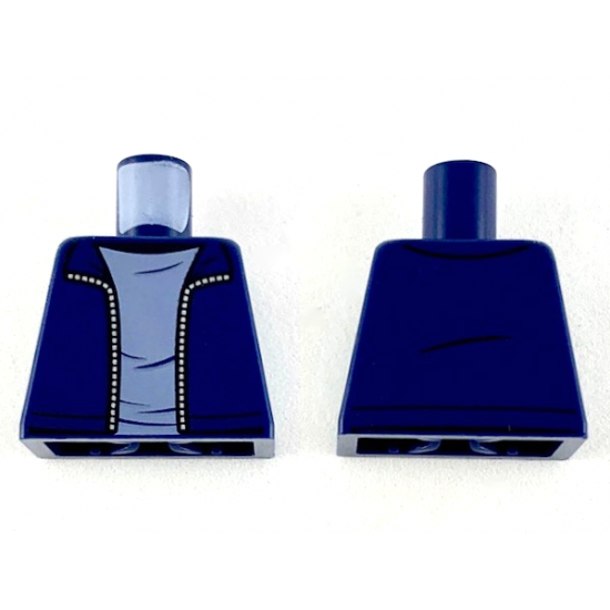 Torso Jacket with Silver Zipper and Sand Blue Shirt Pattern