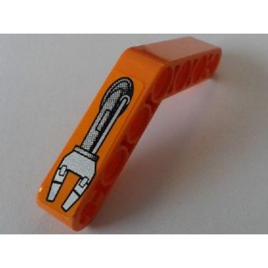 Technic, Liftarm 1 x 7 Bent (4 - 4) Thick with Robot Arm 2 Fingers Pattern Model Right Side (Sticker) - Set 8307