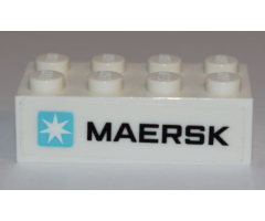Brick 2 x 4 with Maersk Logo on White Background Pattern (Sticker) - Set 10241