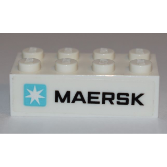 Brick 2 x 4 with Maersk Logo on White Background Pattern (Sticker) - Set 10241