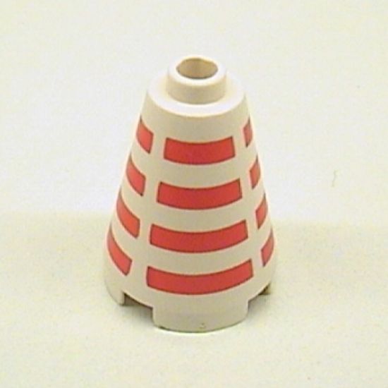 Cone 2 x 2 x 2 with Horizontal Red Stripes Pattern