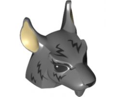 Minifigure, Head, Modified Rat with Black Eyes, Black Nose and Black Hair Pattern