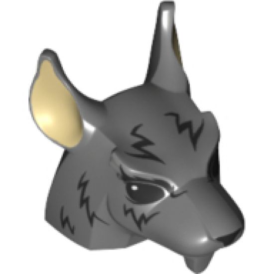 Minifigure, Head, Modified Rat with Black Eyes, Black Nose and Black Hair Pattern