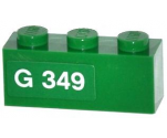 Brick 1 x 3 with 'G 349' Left Pattern (Sticker) - Set 70805