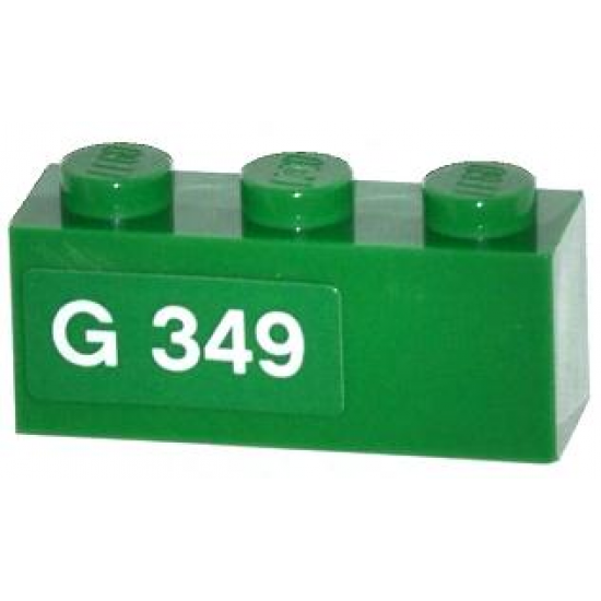 Brick 1 x 3 with 'G 349' Left Pattern (Sticker) - Set 70805