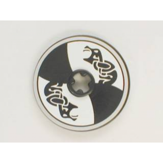 Technic, Disk 3 x 3 with Viking Shield Black / White Section and Black Serpent Pattern (Sticker) - Set 7017