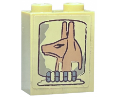 Brick 1 x 2 x 2 with Inside Stud Holder with Anubis Head Pattern (Sticker) - Set 7327
