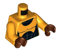 Torso Muscles Outline with Black Suit Pattern / Bright Light Orange Arms / Reddish Brown Hands