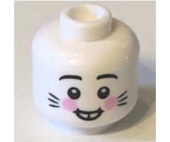 Minifigure, Head Rabbit Teeth, Bright Pink Cheeks and Whiskers Pattern - Hollow Stud (BAM)