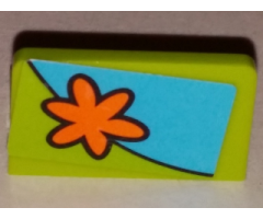 Panel 1 x 2 x 1 with Orange Flower Pattern Model Right Side (Sticker) - Set 75901