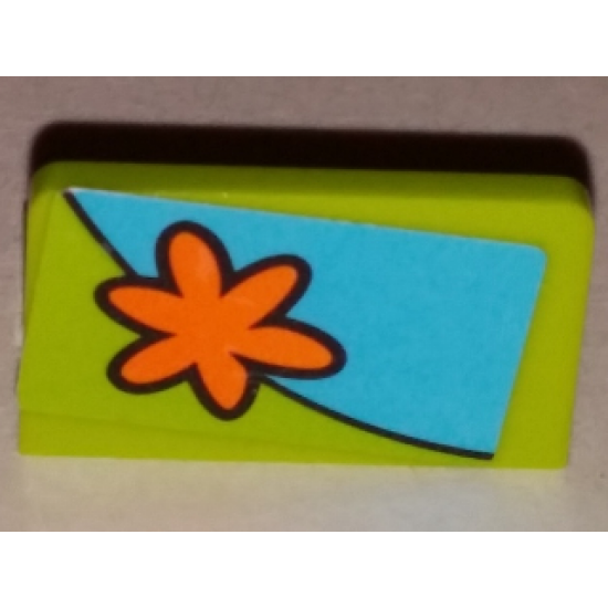 Panel 1 x 2 x 1 with Orange Flower Pattern Model Right Side (Sticker) - Set 75901