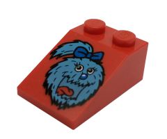 Slope 33 3 x 2 with McDonald's Character with Medium Blue Fur, Red Tongue, and Blue Nose and Bow Pattern (Fry Girl)