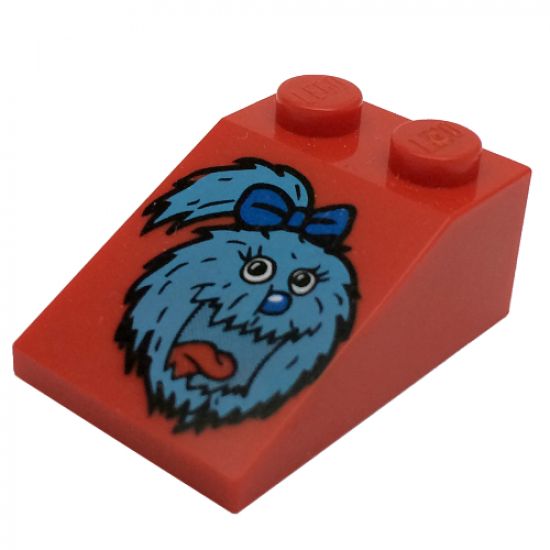 Slope 33 3 x 2 with McDonald's Character with Medium Blue Fur, Red Tongue, and Blue Nose and Bow Pattern (Fry Girl)
