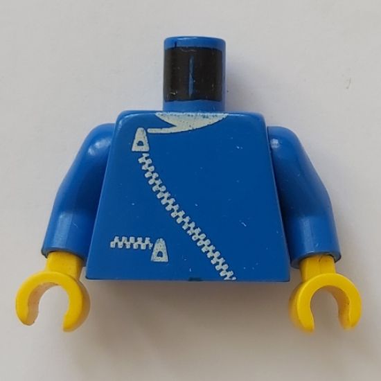 Torso Zipper Curved on Jacket and Pocket Pattern (white zipper) / Blue Arms / Yellow Hands