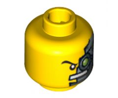 Minifigure, Head Alien with Cyborg Eyepiece, Eyebrow Right Side Pattern - Blocked Open Stud