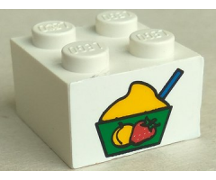 Brick 2 x 2 with Bowl of Ice Cream Sherbet Pattern (Sticker) - Set 4165