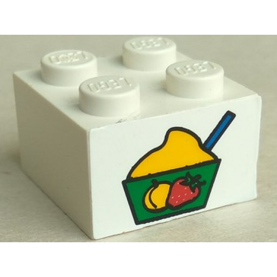 Brick 2 x 2 with Bowl of Ice Cream Sherbet Pattern (Sticker) - Set 4165