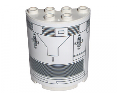 Cylinder Half 2 x 4 x 4 with Black Mechanical Pattern (Sticker) - Set 7468