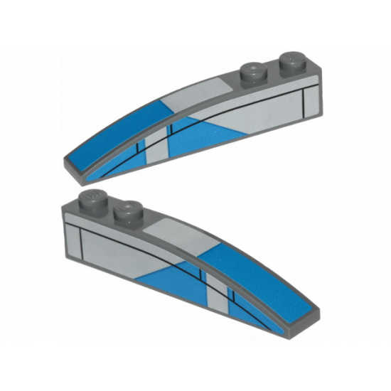 Slope, Curved 6 x 1 with Blue Markings Pattern on Both Sides (Stickers) - Set 75280