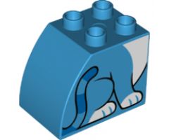 Duplo, Brick 2 x 3 x 2 with Curved Top with Blue Cat Body Pattern