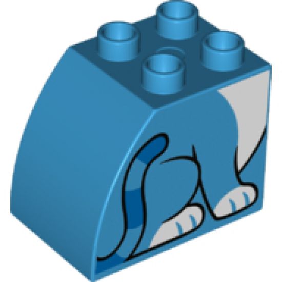 Duplo, Brick 2 x 3 x 2 with Curved Top with Blue Cat Body Pattern