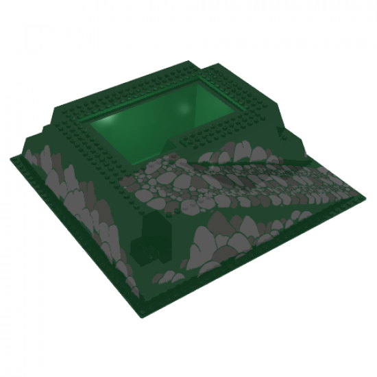 Baseplate, Raised 32 x 32 with Ramp and Pit, Rocks Gray/Gray Pattern