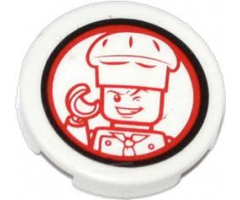 Tile, Round 2 x 2 with Chef Winking Pattern (Sticker) - Set 79104