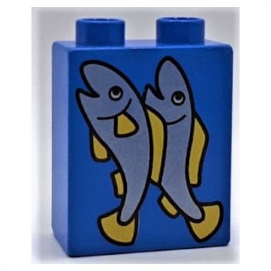 Duplo, Brick 1 x 2 x 2 with 2 Fish Pattern