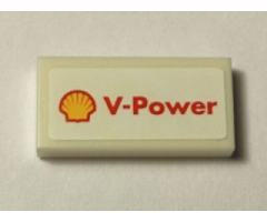 Tile 1 x 2 with Shell Logo and 'V-Power' Pattern (Sticker) - Set 40195