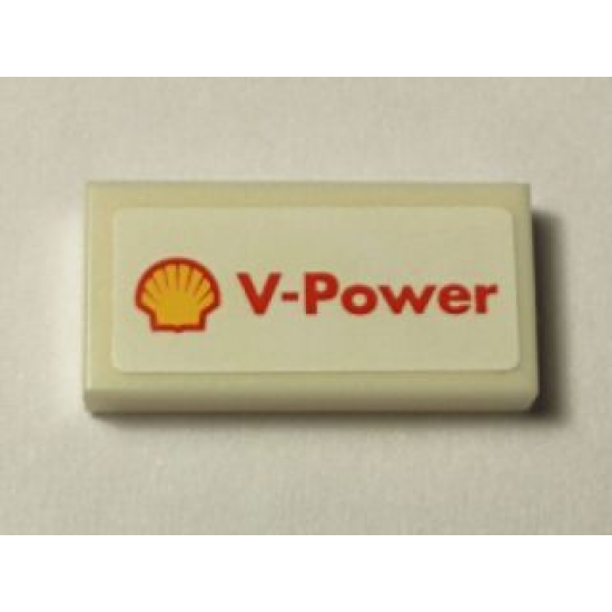 Tile 1 x 2 with Shell Logo and 'V-Power' Pattern (Sticker) - Set 40195