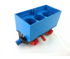 Train Battery Box Car with Three Contact Holes, Red Switch Lever, Blue and Red Magnets, and Red Wheels